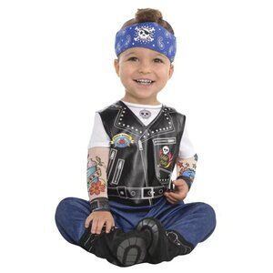 Baby Biker Motorcycle Halloween Costume Infant Size 12-24 Month-See Size Pic-NEW